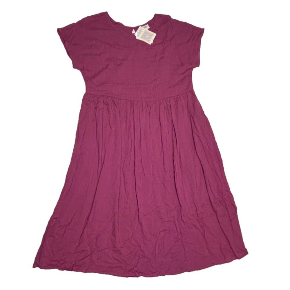 LuLaRoe Womens Dress Size XL Lorene Dolman Midi Solid Dark Pink Pockets NWT